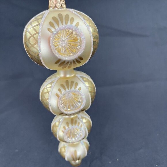 Four Graduated Reflector Ball Spin Ornament Glittered RARE  1A - Picture 5 of 13